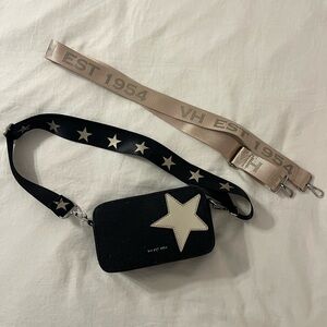 Vintage Havana Star Crossbody Purse with Two Straps